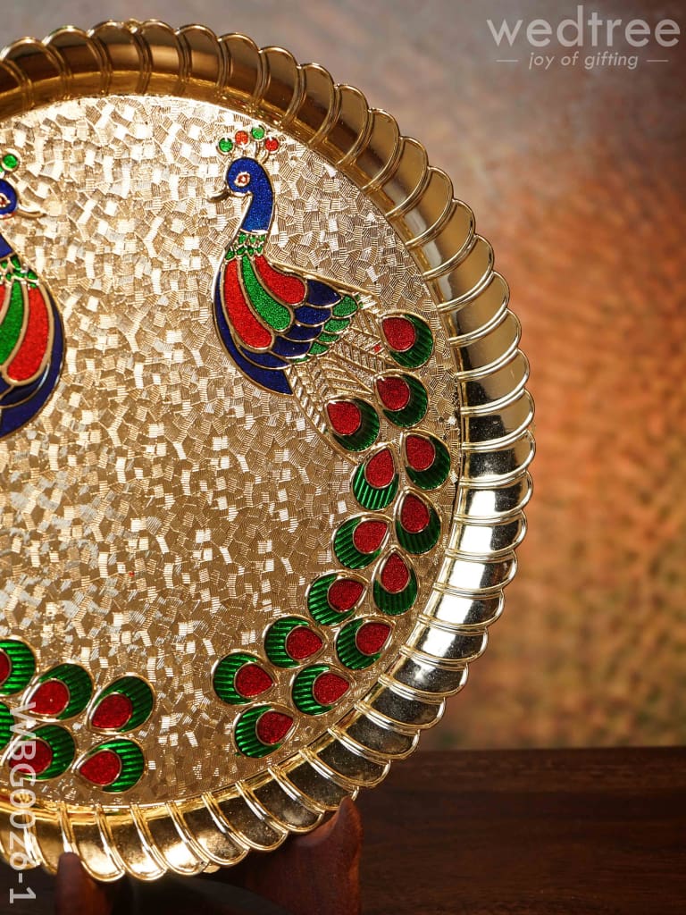 Decorative Double Peacock Designed Fiber Plastic Plate