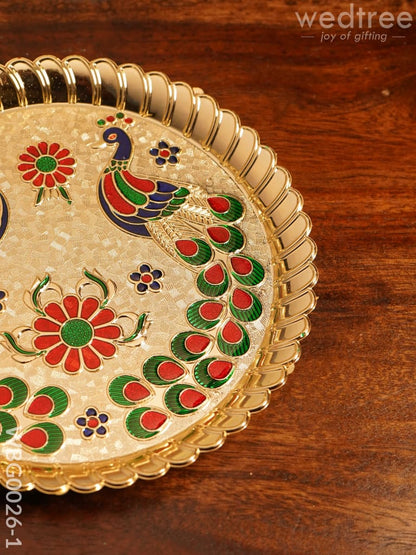 Decorative Double Peacock Designed Fiber Plastic Plate