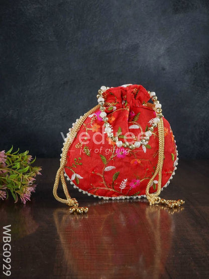 Designer Potli Bag with Floral Embroidery