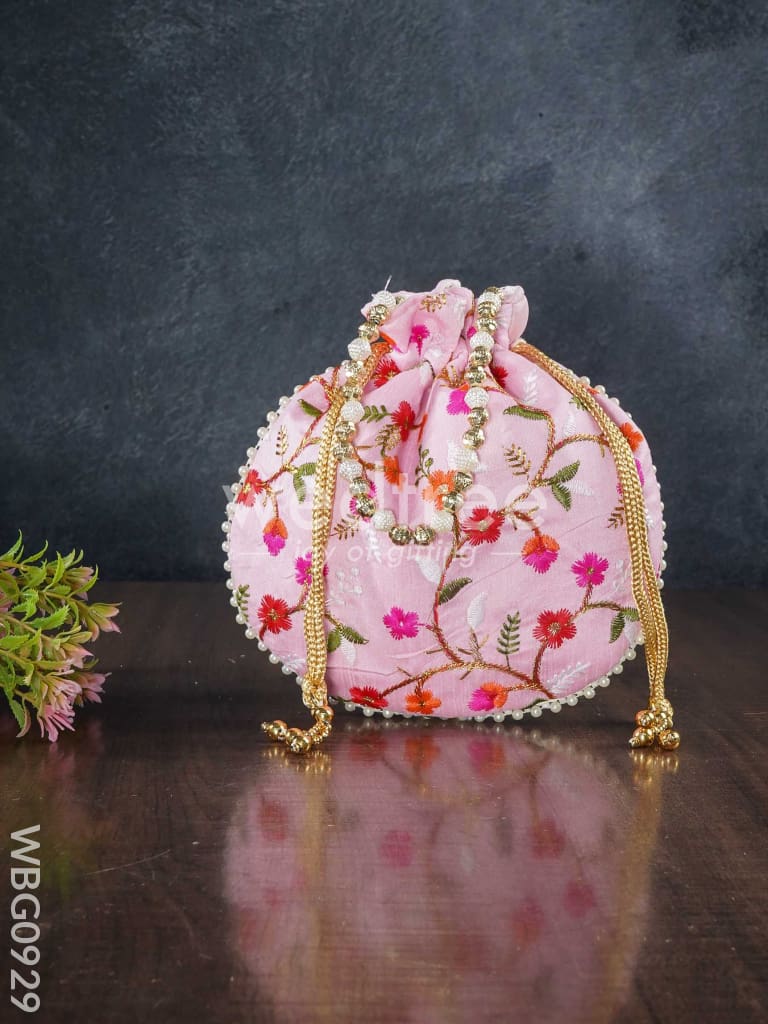 Designer Potli Bag with Floral Embroidery