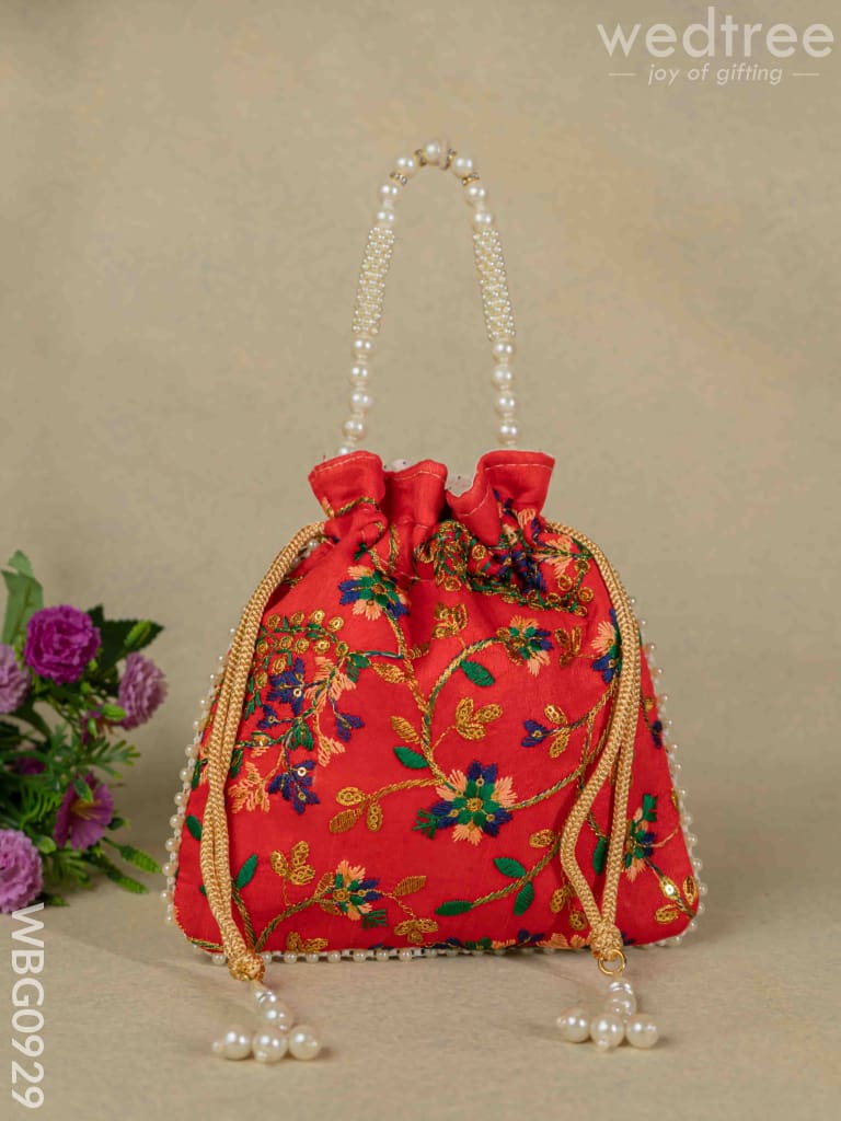 Designer Potli Bag with Floral Embroidery