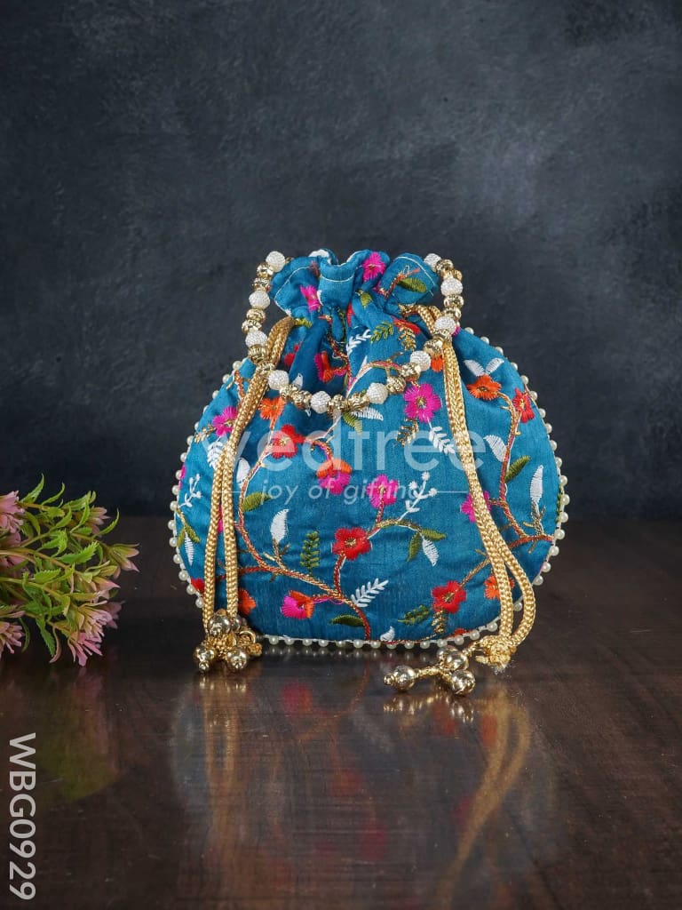 Designer Potli Bag with Floral Embroidery