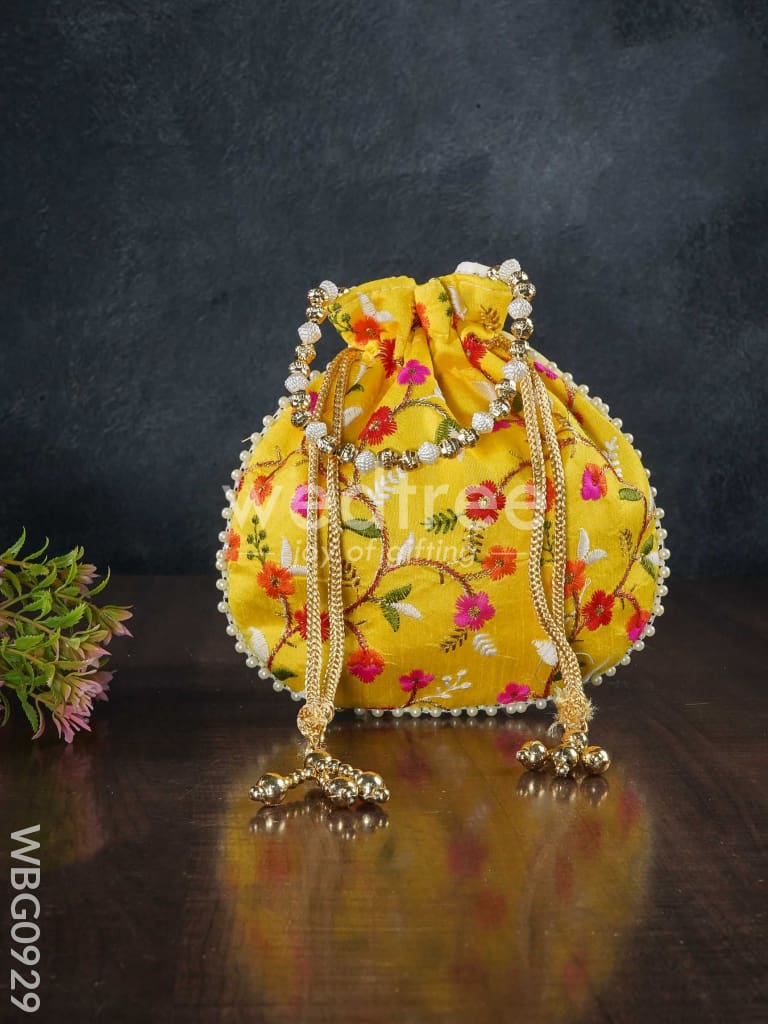 Designer Potli Bag with Floral Embroidery