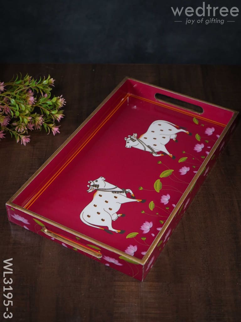 Digital Printed Pichwai Trays (Pink)