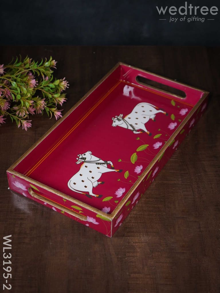 Digital Printed Pichwai Trays (Pink)