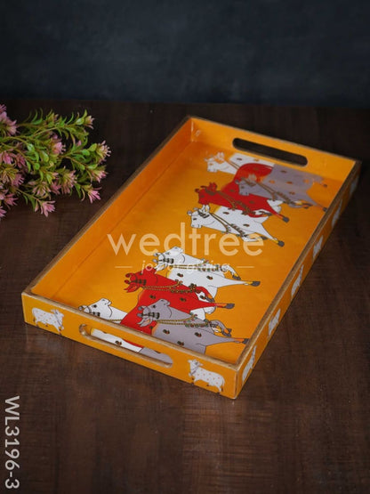 Digital Printed Pichwai Trays (Yellow)