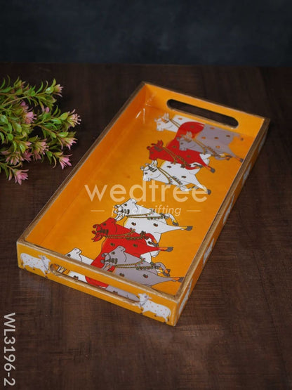 Digital Printed Pichwai Trays (Yellow)