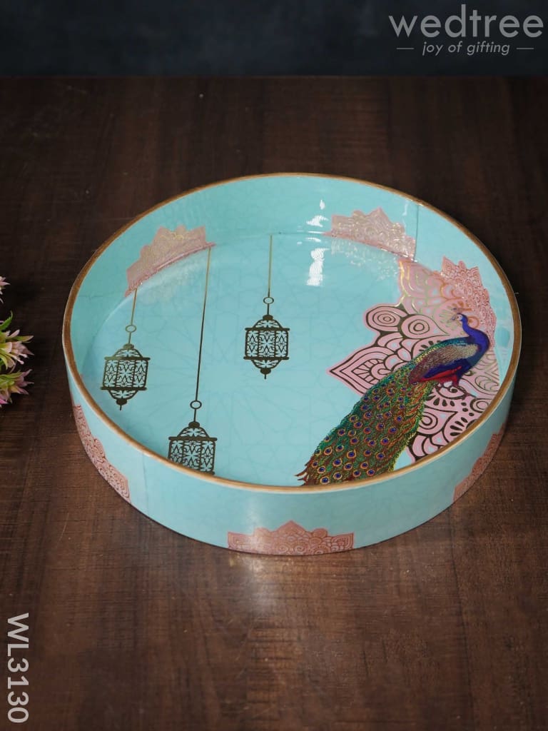 Digital Printed Round Peacock Tray