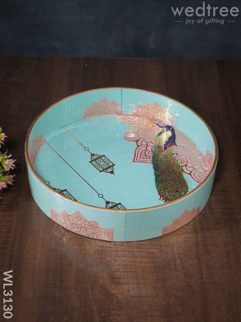 Digital Printed Round Peacock Tray