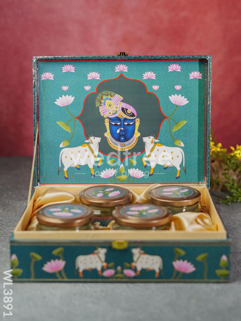 Dry Fruit Box ft. Shrinathji & 4 Glass Jars