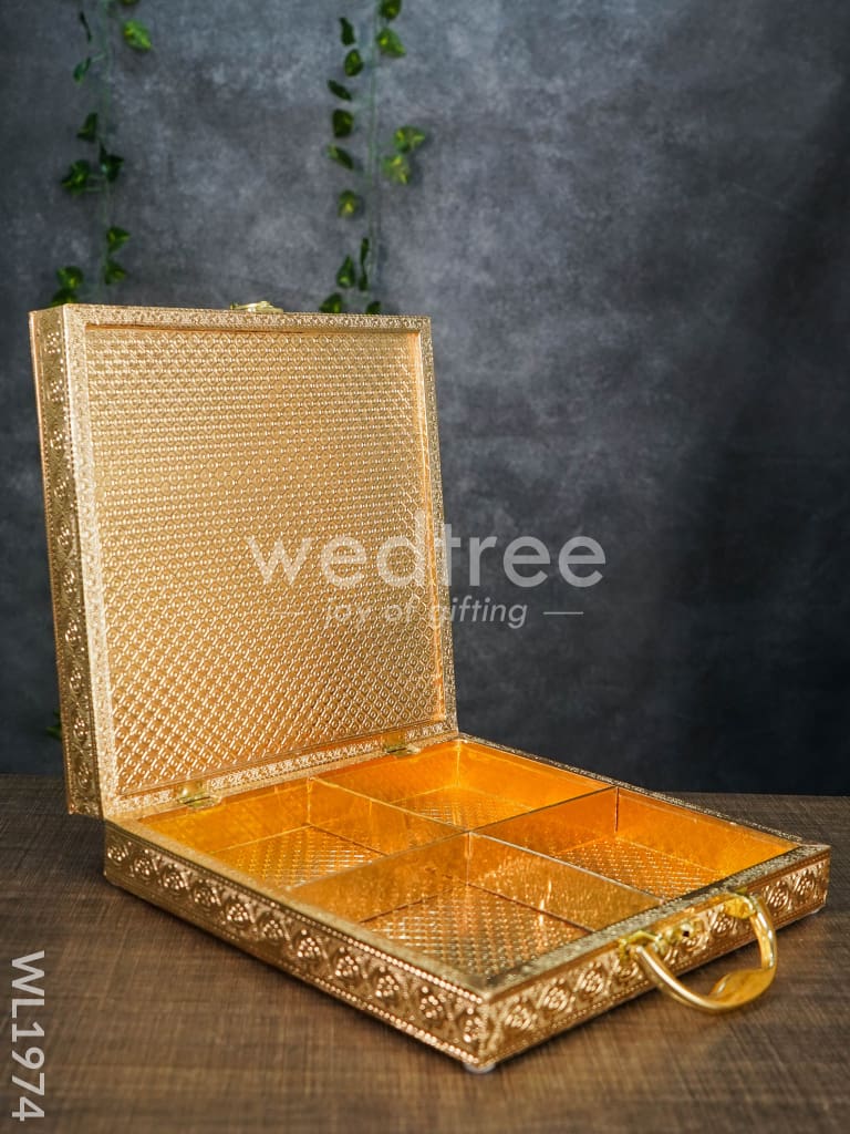 Dry Fruit Box - Meenakari Peacock Velvet Blue Briefcase 11x11