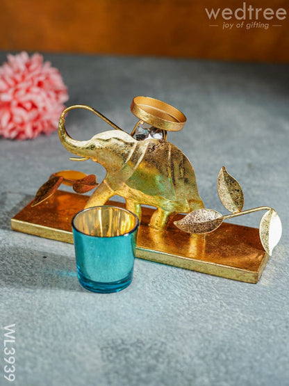 Elephant Stand with Glass Candle Holder