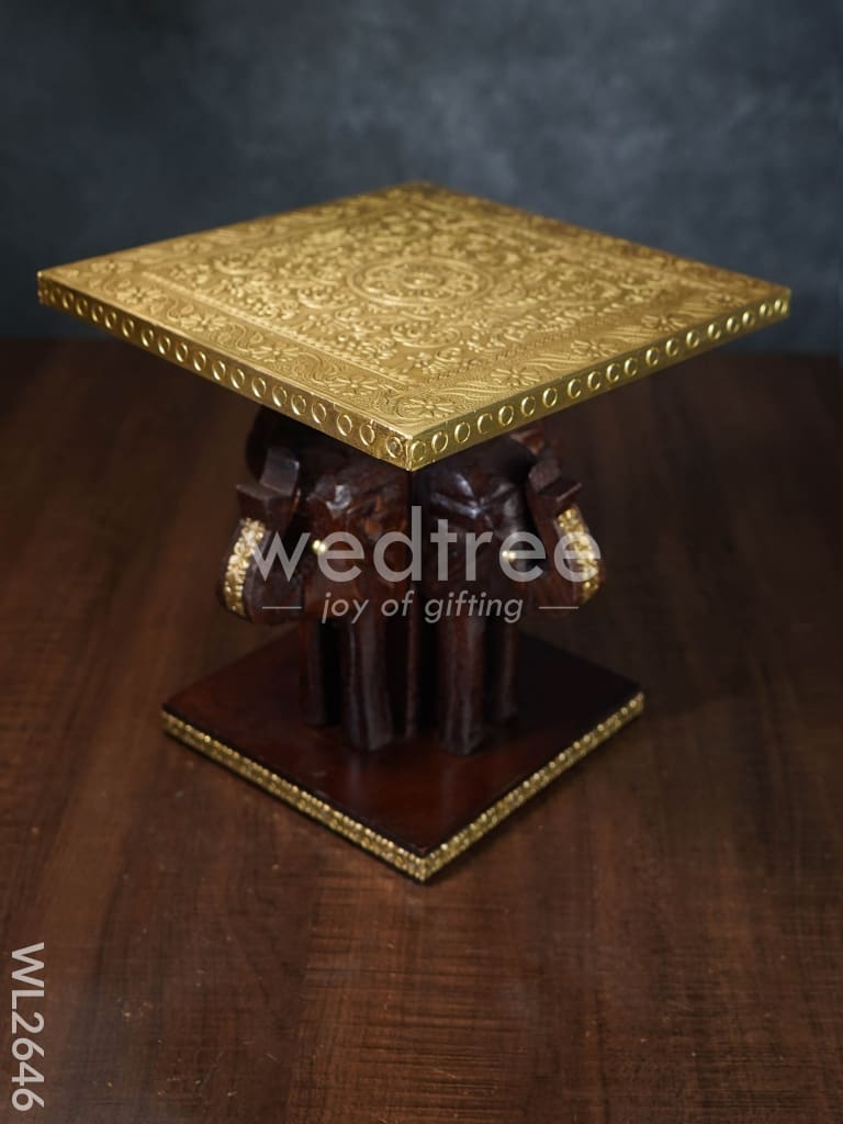 Elephant Stool with Brass Fitted Top - 8 inch