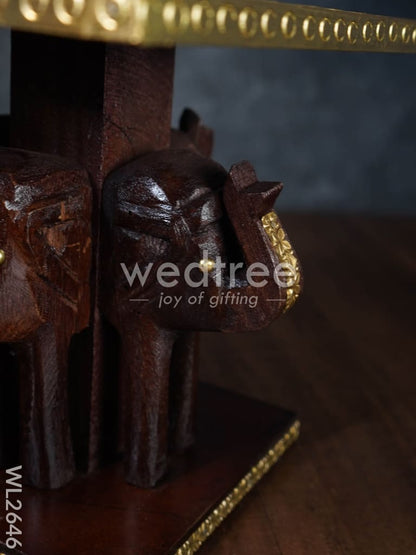 Elephant Stool with Brass Fitted Top - 8 inch