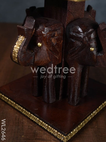 Elephant Stool with Brass Fitted Top - 8 inch