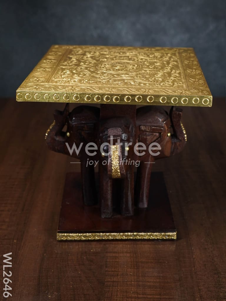 Elephant Stool with Brass Fitted Top - 8 inch