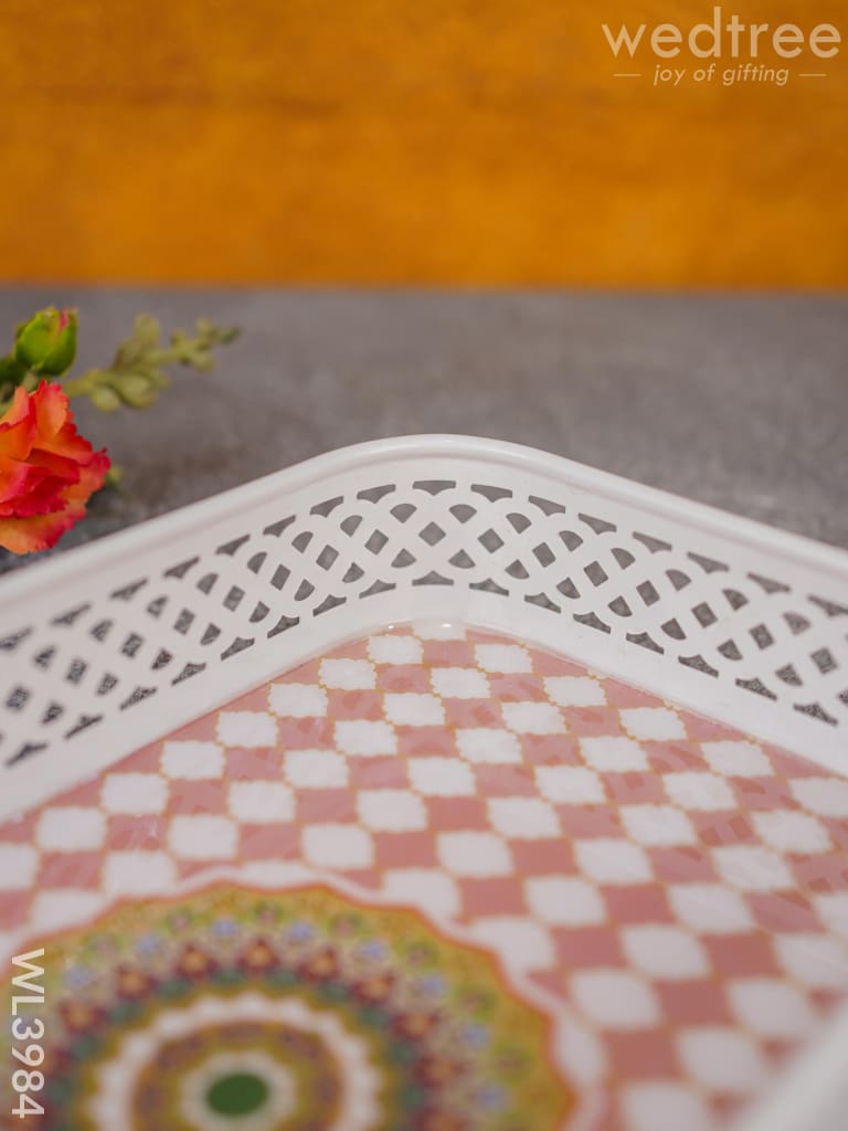 Floral Design Tray with White Frame