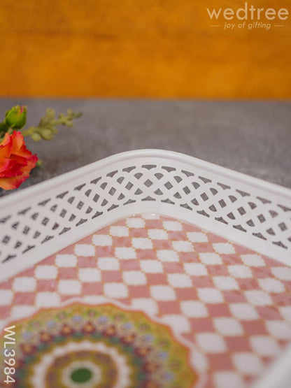 Floral Design Tray with White Frame