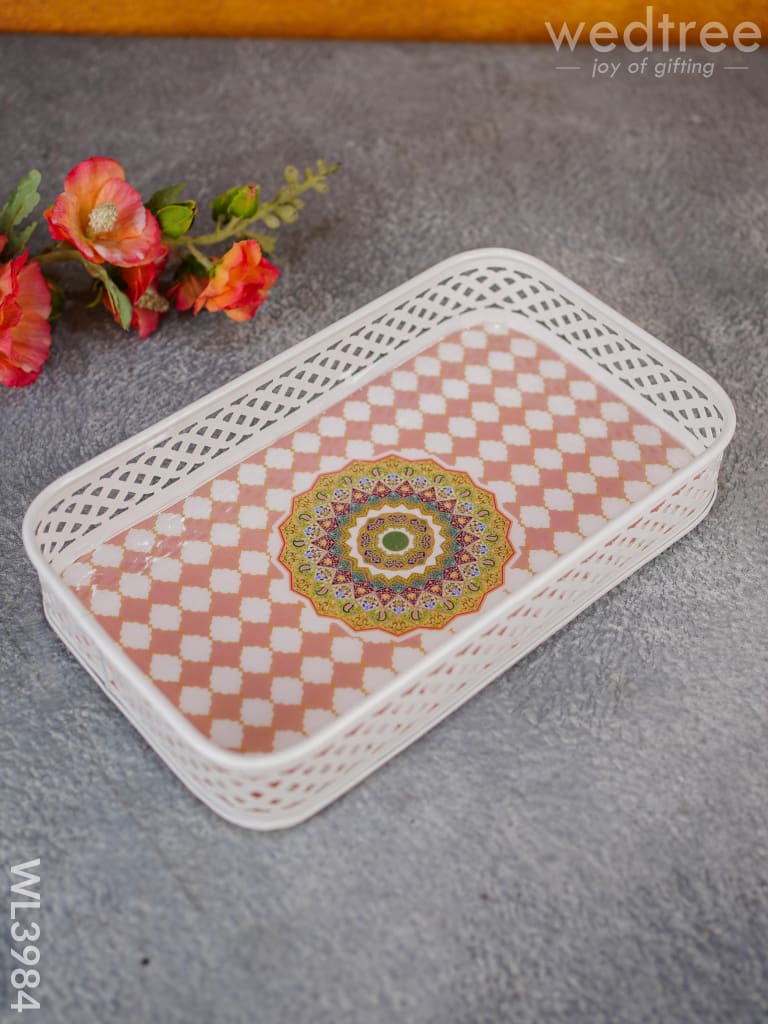 Floral Design Tray with White Frame