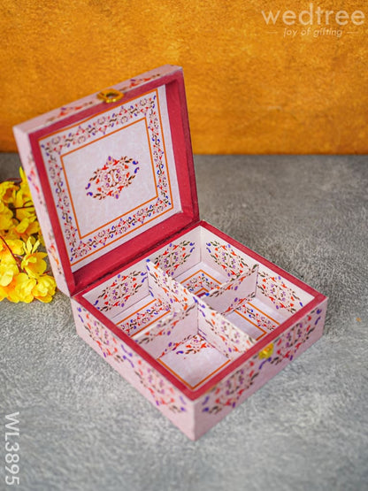 Floral Dry Fruit Box with 4 Partitions