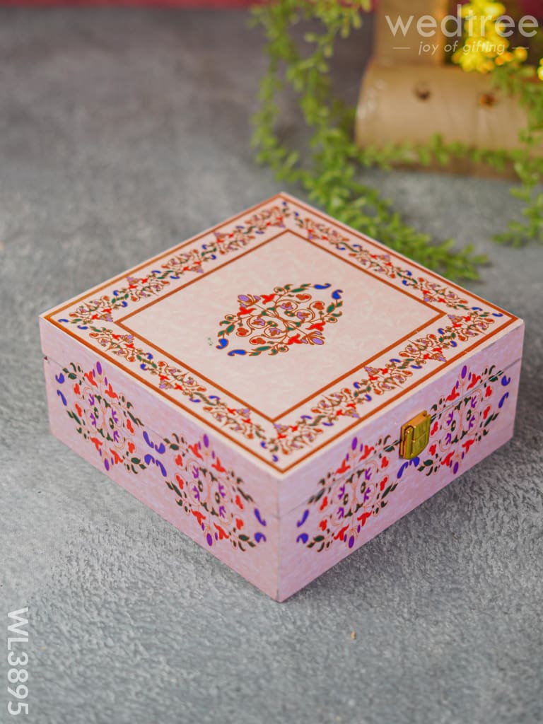 Floral Dry Fruit Box with 4 Partitions