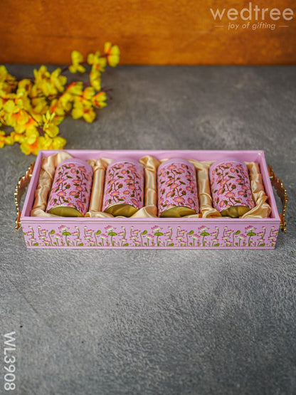 Floral Printed Tray with Jar Set