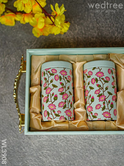 Floral Printed Tray with Jar Set