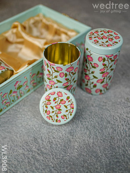 Floral Printed Tray with Jar Set