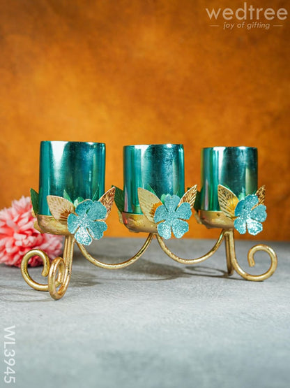 Floral Stand with 3 Glass Candle Holders