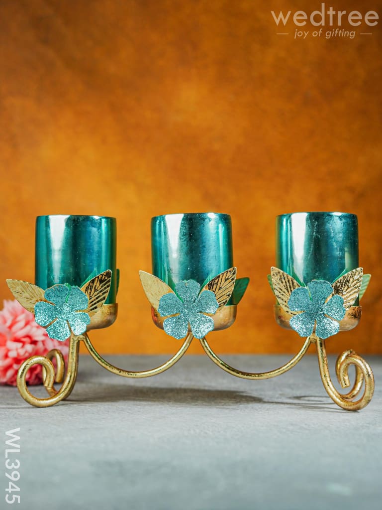 Floral Stand with 3 Glass Candle Holders