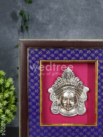 Frame : White Metal Durga Face - Silver