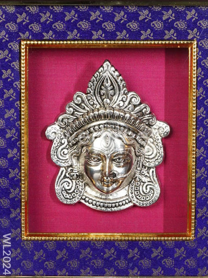 Frame : White Metal Durga Face - Silver