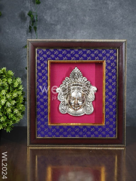 Frame : White Metal Durga Face - Silver