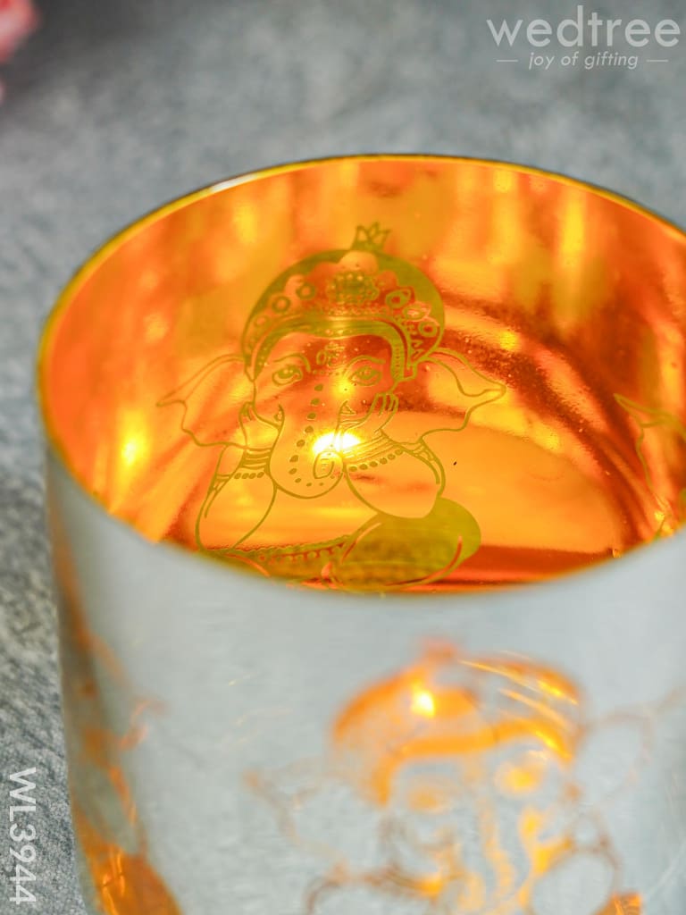 Ganesha Engraved Candle Holder