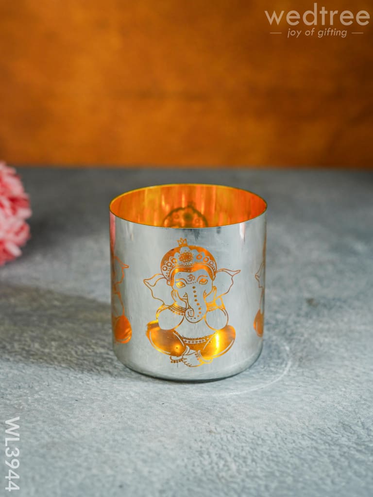 Ganesha Engraved Candle Holder