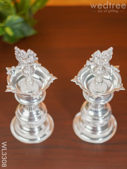 German Silver Annapakshi Kuthu Vilaku - 7.5 inch - Set of 2