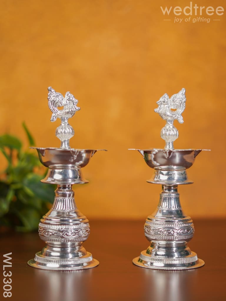 German Silver Annapakshi Kuthu Vilaku - 7.5 inch - Set of 2