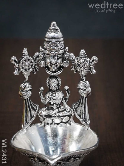 German silver Balaji Lakshmi Diya (Antique finish)