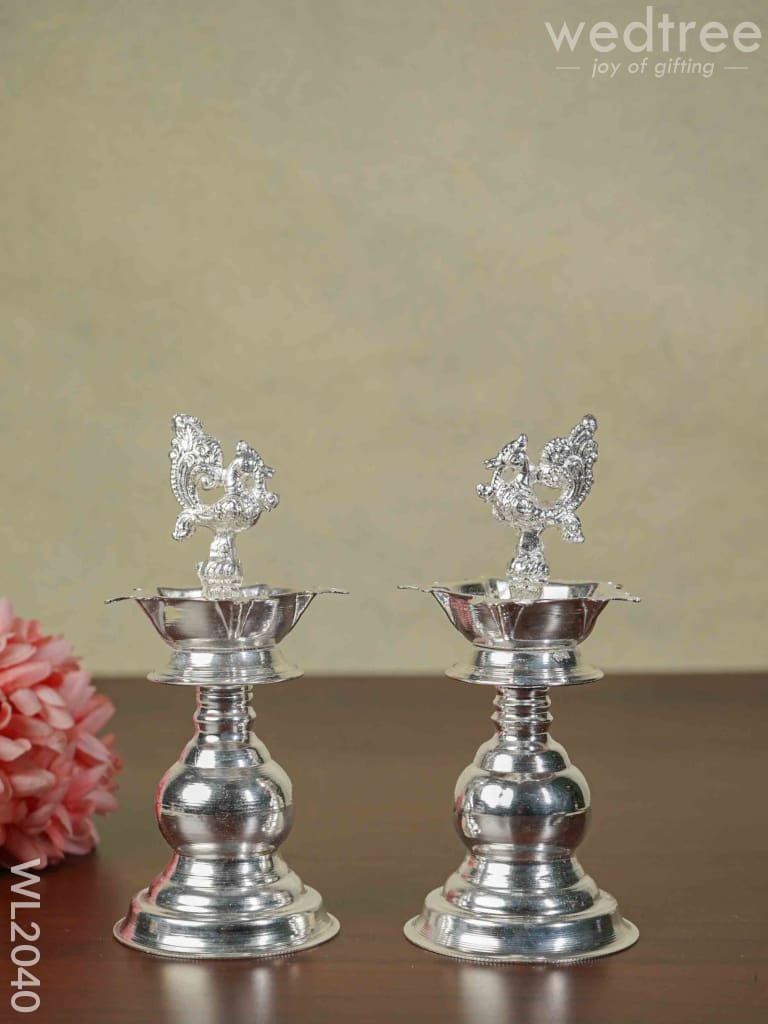 German Silver Kuthu Vilakku (Set of 2) 6.5 Inches