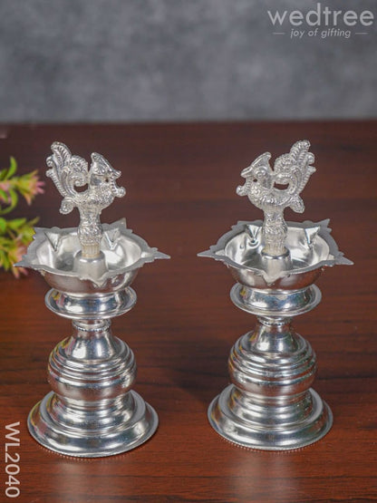 German Silver Kuthu Vilakku (Set of 2) 6.5 Inches