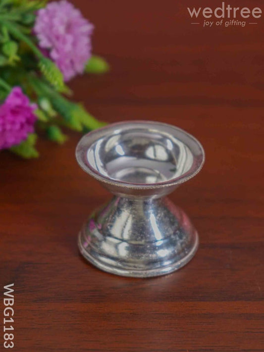 German Silver Round Diya with Stand