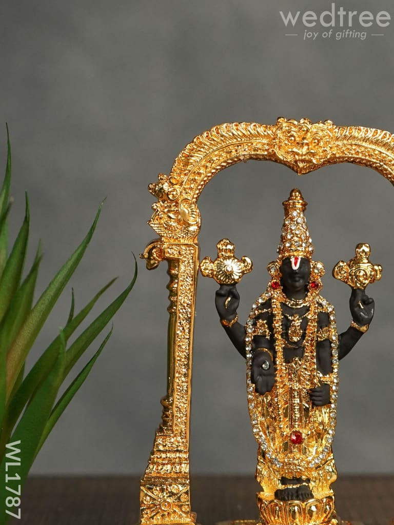 German Silver Tirupathi Balaji Idol - Gold Finish