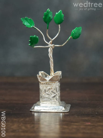 German Silver Tulasi Maadam with Green Leaves