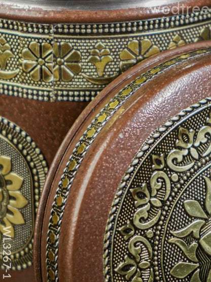 Gold Oxidized Dabba - Brown - 7 inch