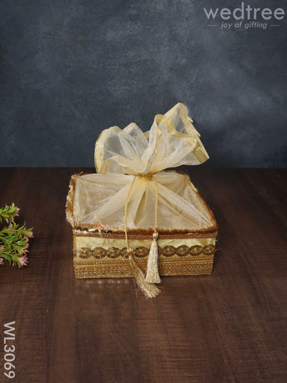 Golden Embroidered Trousseau Basket - Set of 3