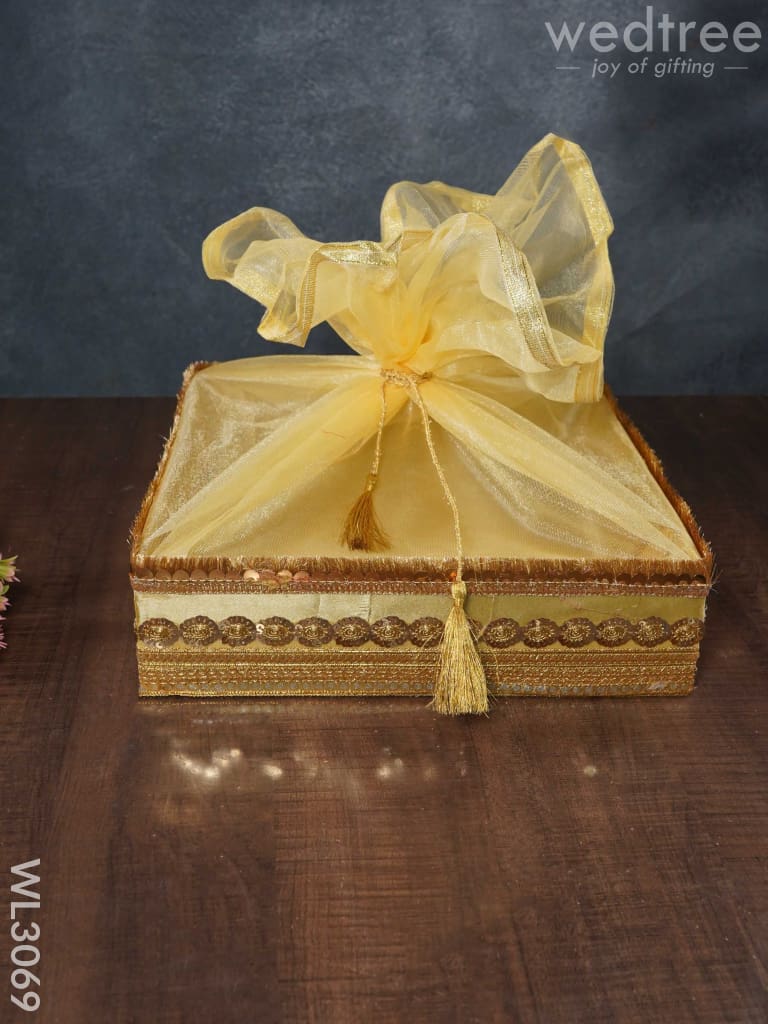 Golden Embroidered Trousseau Basket - Set of 3