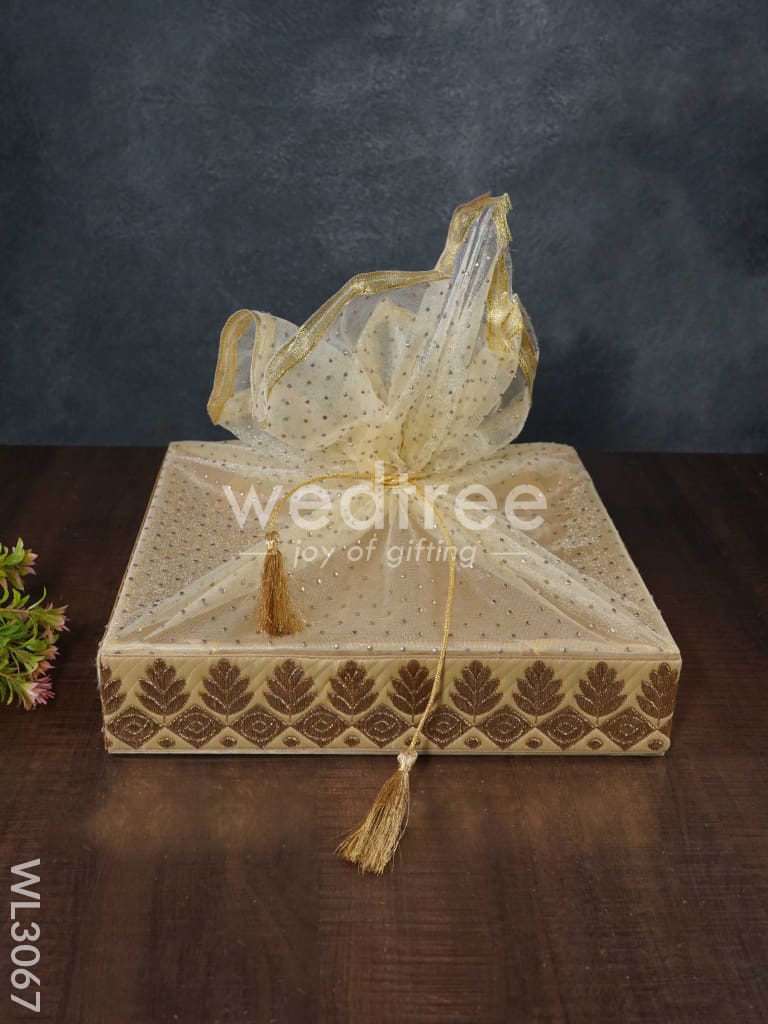 Golden Embroidered Trousseau Baskets - Set of 3