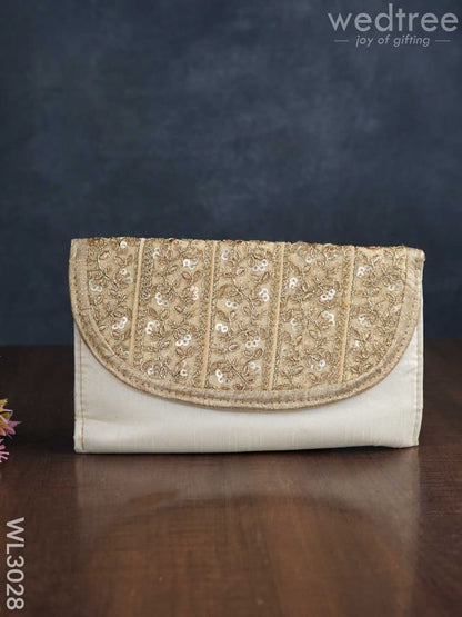 Golden Embroidery Sling Bag with Zardosi Work