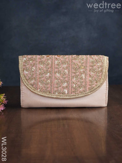 Golden Embroidery Sling Bag with Zardosi Work