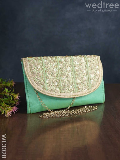 Golden Embroidery Sling Bag with Zardosi Work